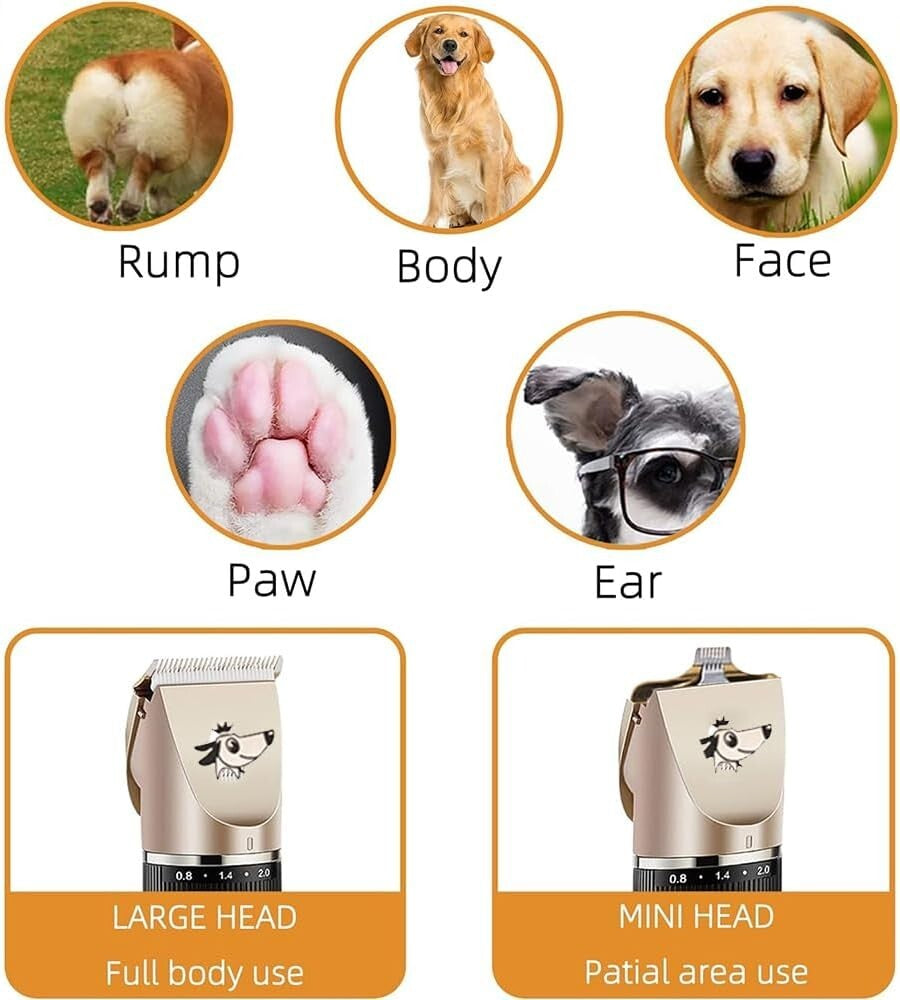 Dog Cat Pet Grooming Kit Rechargeable Cordless Electric Hair Clipper Trimmer Set