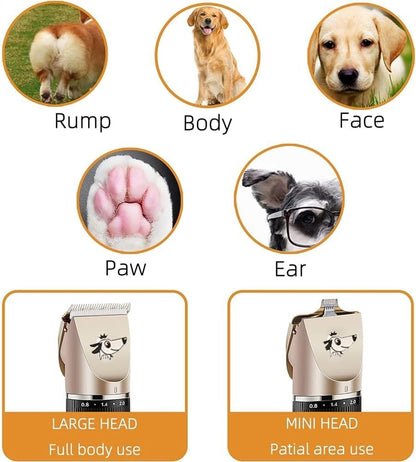 Dog Cat Pet Grooming Kit Rechargeable Cordless Electric Hair Clipper Trimmer Set